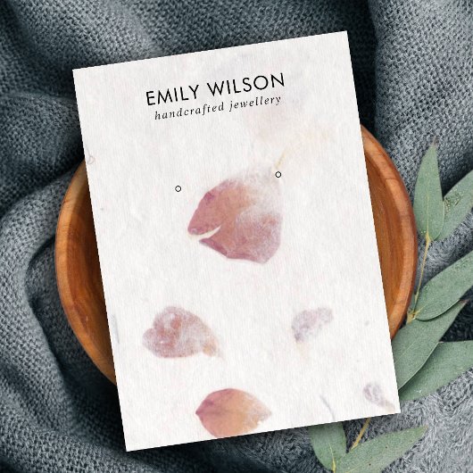 CARTE DE VISITE PAPIER PINK PETAL FAIT À LA MAIN PAPIER STUD EARRI