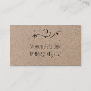 Carte De Visite Papier Rustique Coeur Faux Kraft fait main avec am
