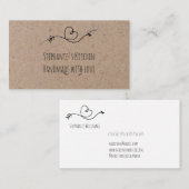 Carte De Visite Papier Rustique Coeur Faux Kraft fait main avec am (Devant / Derrière)