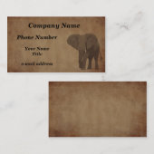 Carte De Visite Papier vieilli - Eléphant (Devant / Derrière)