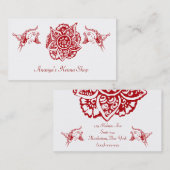 Carte De Visite Papillon à fleur(henné)(rouge) (Devant / Derrière)