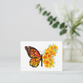 Carte De Visite Papillon à fleurs avec Poppy de Californie jaune (Debout devant)