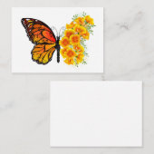 Carte De Visite Papillon à fleurs avec Poppy de Californie jaune (Devant / Derrière)