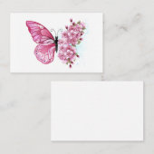 Carte De Visite Papillon à fleurs avec Sakura rose (Devant / Derrière)