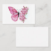 Carte De Visite Papillon à fleurs avec Sakura rose (Devant / Derrière)