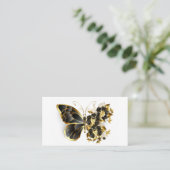 Carte De Visite Papillon à fleurs d'or avec orchidée noire (Debout devant)