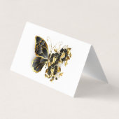 Carte De Visite Papillon à fleurs d'or avec orchidée noire (Dos)