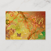 CARTE DE VISITE PAPILLON À PAILLETTES, TOURBILLONS ROUGES JAUNES M (Dos)