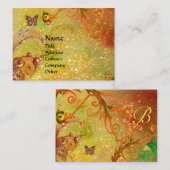 CARTE DE VISITE PAPILLON À PAILLETTES, TOURBILLONS ROUGES JAUNES M (Devant / Derrière)