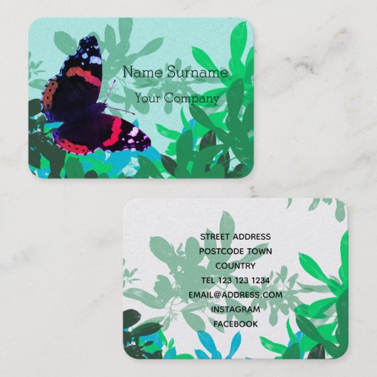 Carte De Visite Papillon amiral (Devant / Derrière)