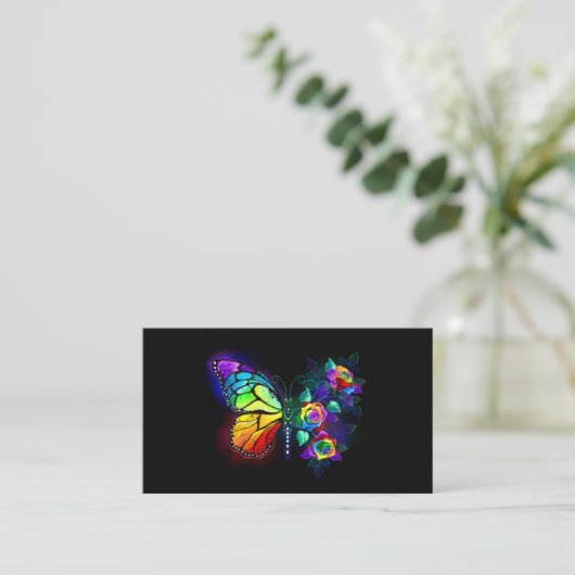 Carte De Visite Papillon arc-en-ciel (Debout devant)