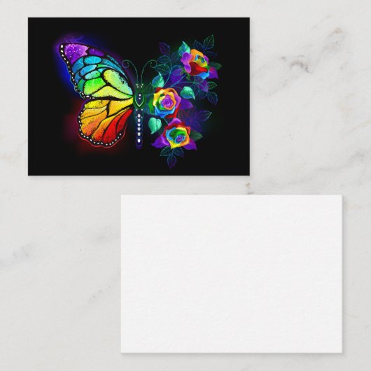 Carte De Visite Papillon arc-en-ciel (Devant / Derrière)