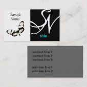 Carte De Visite papillon audacieux noir et blanc coutume moderne (Devant / Derrière)