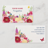 Carte De Visite Papillon aux fleurs (Devant / Derrière)