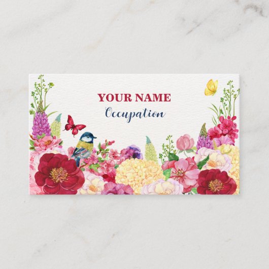 Carte De Visite Papillon aux fleurs (Devant)