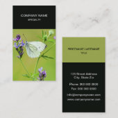 Carte De Visite Papillon blanc à veines vertes (Devant / Derrière)