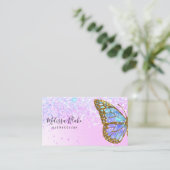 carte de visite papillon bleu (Debout devant)