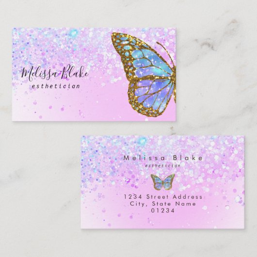 carte de visite papillon bleu (Devant / Derrière)