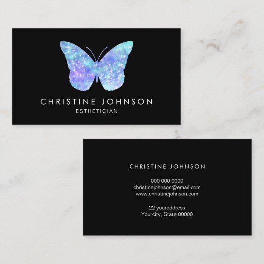 Carte De Visite papillon bleu (Devant / Derrière)