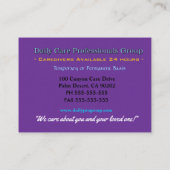 Carte De Visite Papillon Bleu de Confiance Soignant Professionnel  (Dos)