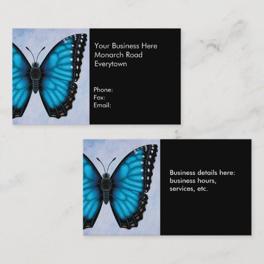 Carte De Visite Papillon bleu de Morpho (Devant / Derrière)