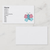 Carte De Visite papillon bleu et rose (Devant / Derrière)
