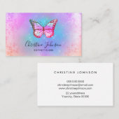 Carte De Visite papillon bleu pastel violet (Devant / Derrière)