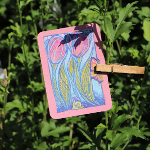 Carte De Visite Papillon bleu rose Tulipes de l'escargot Jardin de
