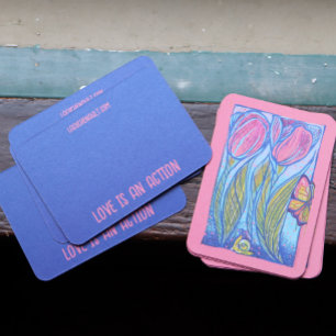 Carte De Visite Papillon bleu rose Tulipes de l'escargot Jardin de