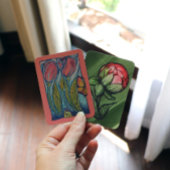 Carte De Visite Papillon bleu rose Tulipes de l'escargot Jardin de