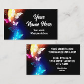 Carte De Visite Papillon brillant dans le noir (Devant / Derrière)