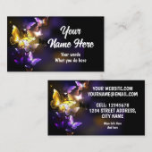 Carte De Visite Papillon brillant dans le noir (Devant / Derrière)