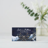 Carte De Visite Papillon Céleste Bleu et Nuit Céleste Dorée Médium (Debout devant)