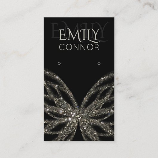 Carte De Visite Papillon chatoyant moderne Black oreille écran (Devant)