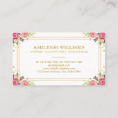 Carte De Visite Papillon chic/aquarelle rose florale (Dos)