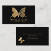 Carte De Visite Papillon chic de luxe d'or (Devant / Derrière)