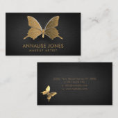 Carte De Visite Papillon chic de luxe d'or sur l'ardoise noire (Devant / Derrière)