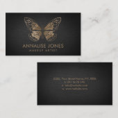 Carte De Visite Papillon chic de luxe d'or sur l'ardoise noire (Devant / Derrière)