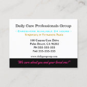 Carte De Visite Papillon de battement professionnel professionnel (Dos)