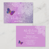 Carte De Visite Papillon de mandala de yoga de Reik de méditation (Devant / Derrière)