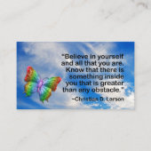 Carte De Visite Papillon de motivation de citation du ciel | (Devant)