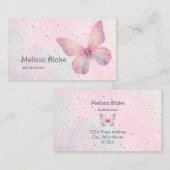 Carte De Visite papillon de parties scintillant faux pastel (Devant / Derrière)