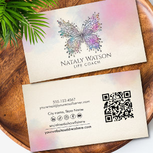 Carte De Visite Papillon de Réseau de Neurones Aquarelle Coach de