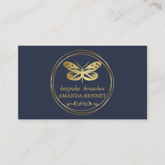 Carte De Visite Papillon d'or, concepteur de cadre circulaire (Devant)