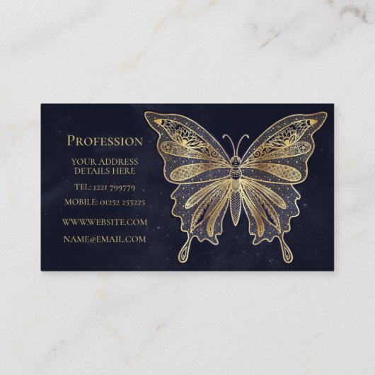 Carte De Visite Papillon d'or esthétique céleste (Dos)