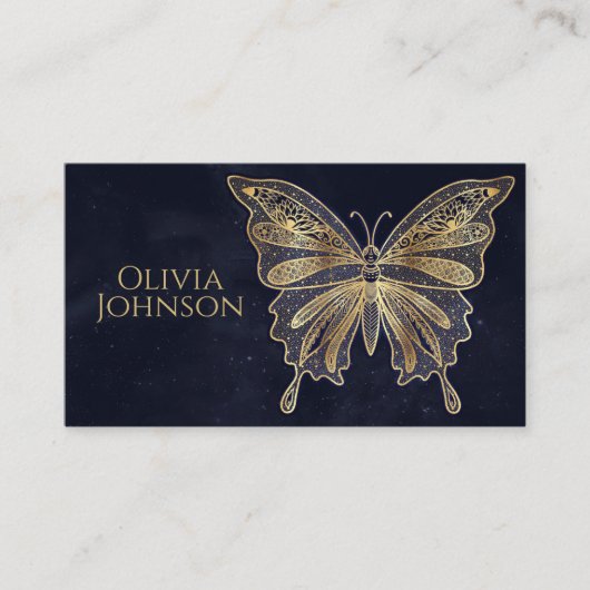 Carte De Visite Papillon d'or esthétique céleste (Devant)