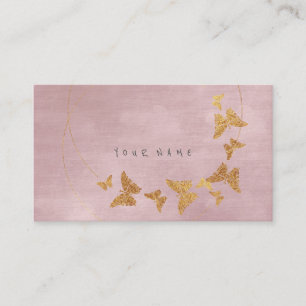 Carte De Visite Papillon d'or VIP de rose de poudre de confettis