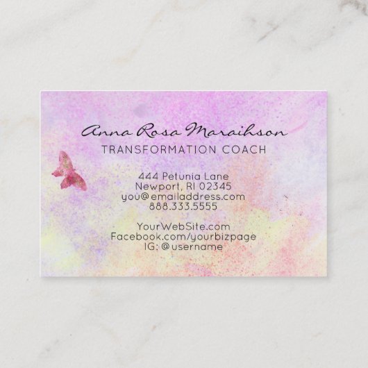 Carte De Visite *~* Papillon doré à Parties scintillant rose paste (Dos)