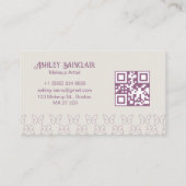 Carte De Visite Papillon doré girly Code QR Maquilleuse Violet (Dos)