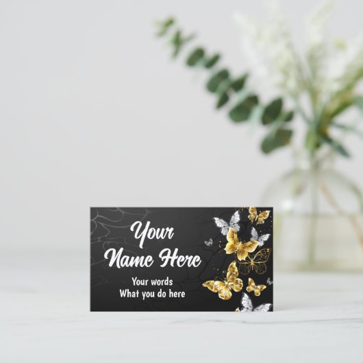 Carte De Visite Papillon doré Morpho dans l'obscurité (Debout devant)